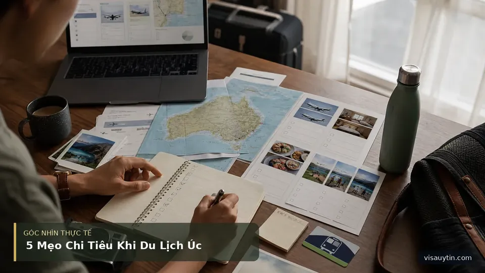 5 Mẹo Chi Tiêu Khi Du Lịch Úc — hình minh họa visa