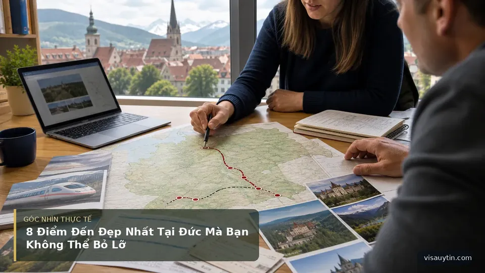 Bản đồ hành trình qua các điểm đến đẹp nhất tại Đức — hình minh họa