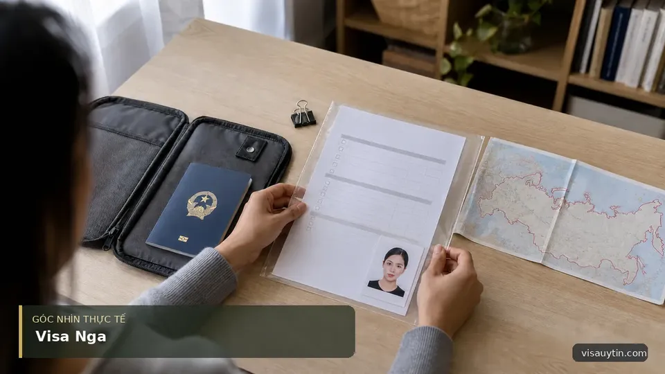 Chi tiết minh họa visa trong bài Visa Nga
